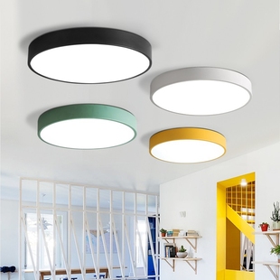 中山灯具圆形女孩房阳台过道灯房间马卡龙吸顶灯卧室灯2024年新款