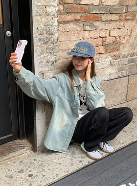 DRIZZLE 水洗蓝牛仔外套女秋季2025新款上衣韩版休闲宽松bf慵懒风