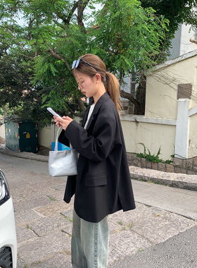 DRIZZLE 黑色西装外套女春秋新款韩系高级感百搭气质休闲宽松西服