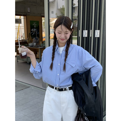 DRIZZLE蓝色条纹衬衫韩系设计感
