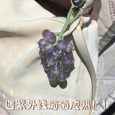 变色葡萄挂件手工编织包