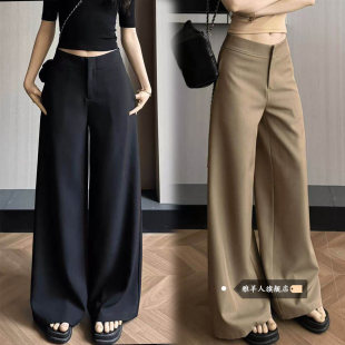 春秋季 子2026新款 老钱风大码 胖mm宽松显瘦西装 卡其色阔腿裤 裤 女裤