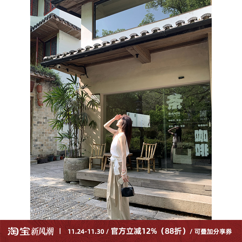 Cactishop夏季直筒宽松休闲长裤