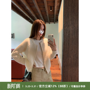 Cactishop小羊羔 全羊毛圈圈纱短外套女初冬加厚保暖双拉链开衫