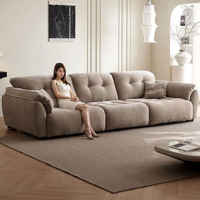 宜沃2025新款可移动高靠背超深坐宽可全拆洗雪尼尔绒云朵布艺沙发