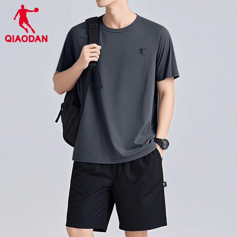 乔丹运动套装男夏季男士薄款速干跑步运动服冰丝短袖t恤篮球短裤