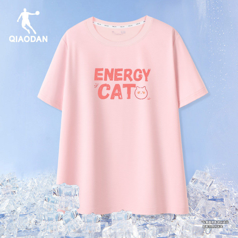 乔丹短袖t恤女夏季宽松圆领休闲半袖设计感体恤百搭大码运动上衣