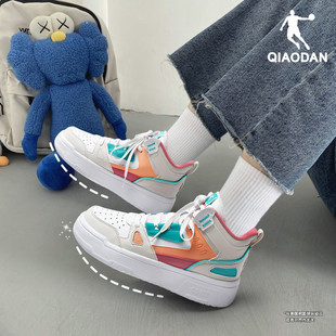 乔丹女鞋休闲板鞋冬季新款高帮小白鞋官方正品复古潮流皮面运动鞋