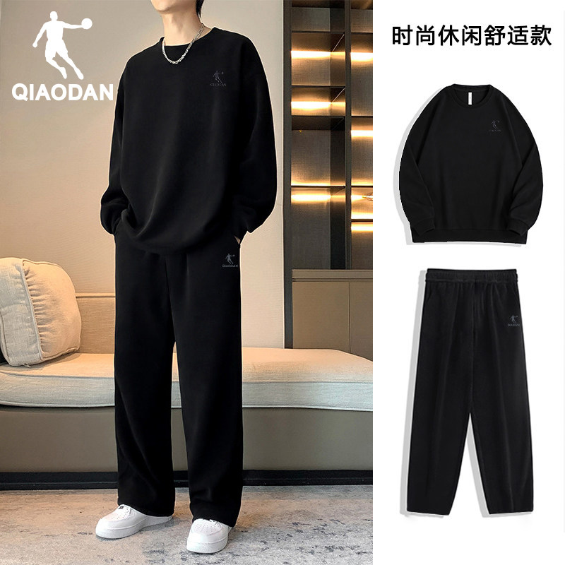 乔丹运动套装男士冬季新款衣服长袖外套裤子青少年休闲跑步服男装