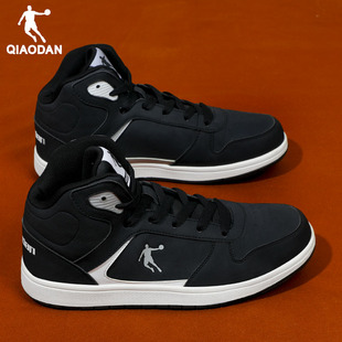 乔丹男鞋高帮鞋2026新款官方正品皮面防水板鞋男款黑色休闲运动鞋