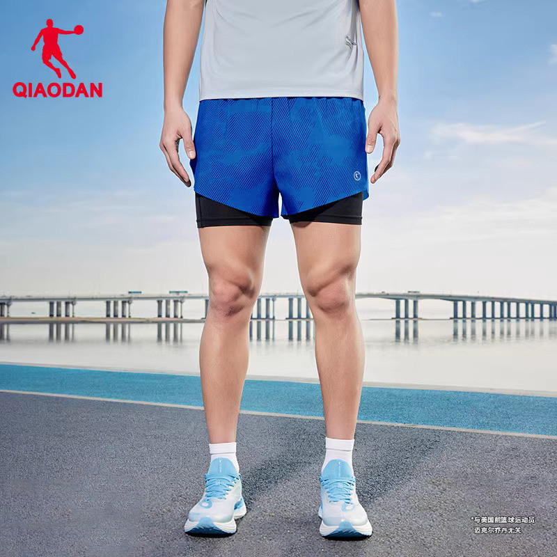 乔丹运动短裤男士2025夏季新款专业马拉松健身速干假两件跑步裤子