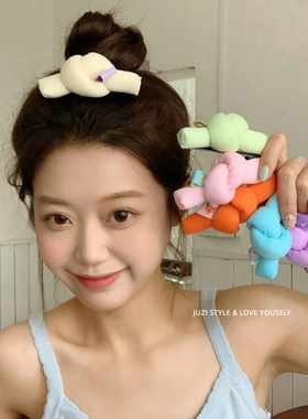 胖乎乎可爱冰淇淋打结发夹丸子头装饰头发饰边夹元气少女刘海发卡