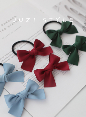 少女可爱丝带蝴蝶结发圈飘带小号发绳红色新年头饰扎头发皮筋发饰