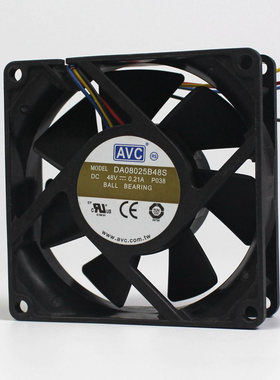 原装AVC 8025 DA08025B48S/48U 48V 4线风扇PWM智能温控调速0.21A