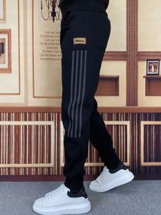 春秋季潮牌男款三条杠卫裤百搭小脚九分潮流时尚休闲哈伦运动裤子