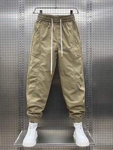 男士 工装 裤 纯色休闲裤 束脚运动九分哈伦裤 新款 潮牌2024薄款 男 夏季