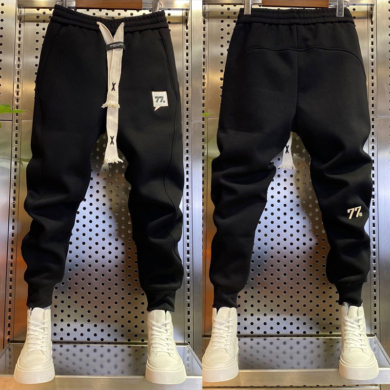 潮牌炸街卫裤男秋冬季加绒新款