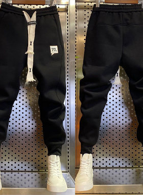 潮牌炸街卫裤男秋冬季加绒新款