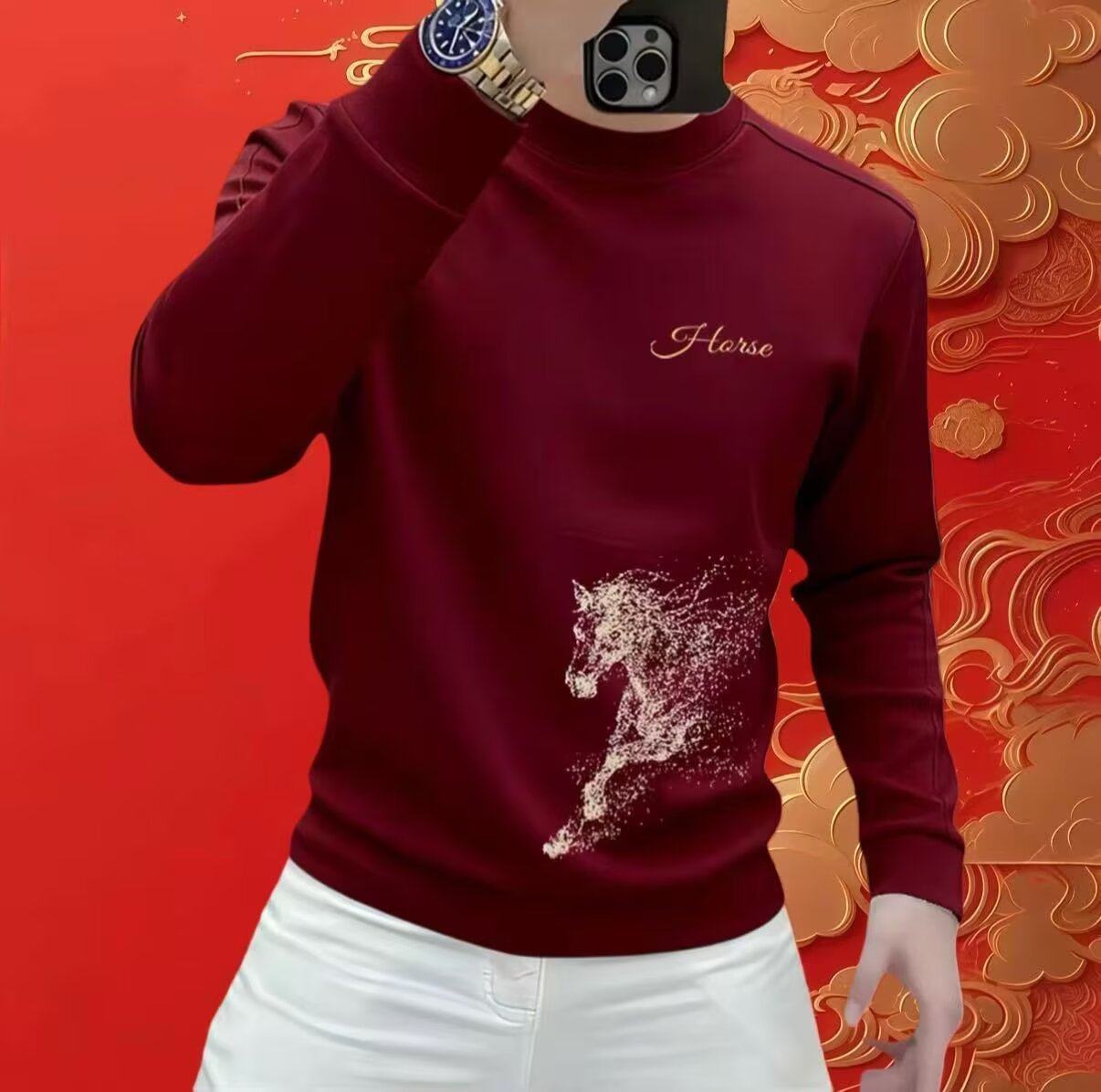 圆领青少年加绒卫衣男士2025新款春秋季本命年衣服加绒加厚外套男