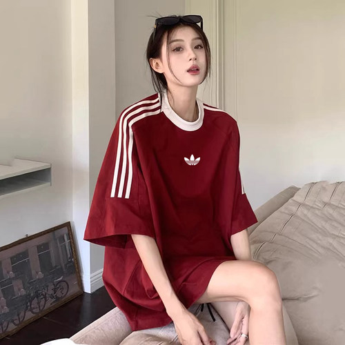 三折专区丨奥莱精选丨夏季纯棉短袖女三条杠宽松百搭情侣半袖T恤