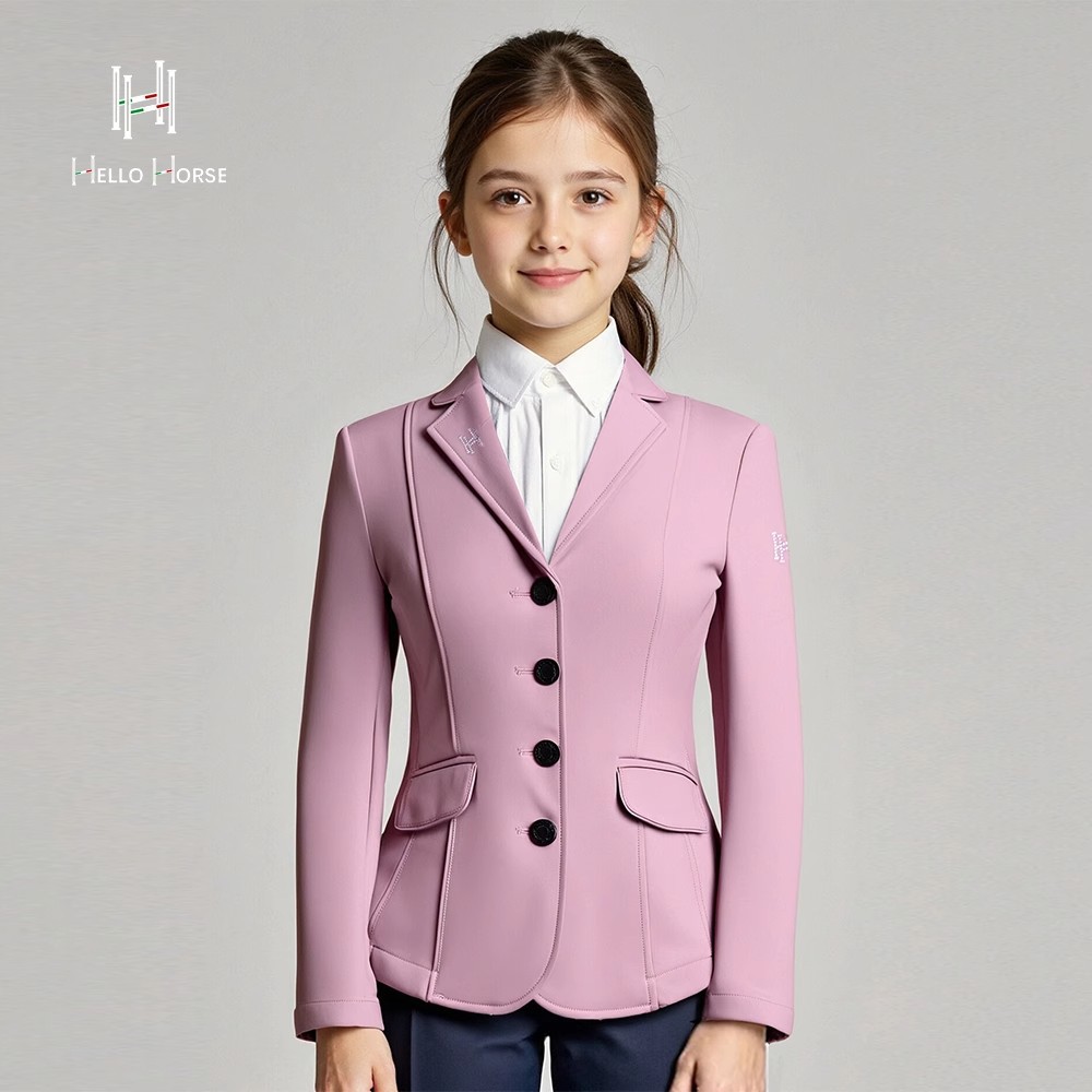 HelloHorse儿童西服骑士收腰弹力马术服新款西装烫钻马术上衣外套
