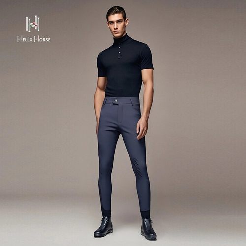 HelloHorse马术骑士男士硅胶马裤简约多色系压胶裤子透气速干马裤