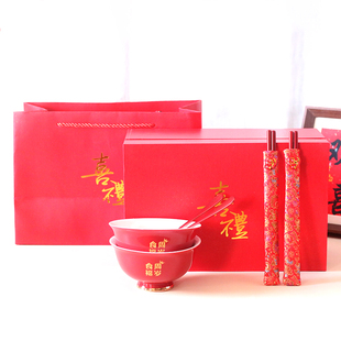 陶瓷周岁食福碗宝宝认干亲碗筷三件套儿童生日礼物伴手礼套装回礼