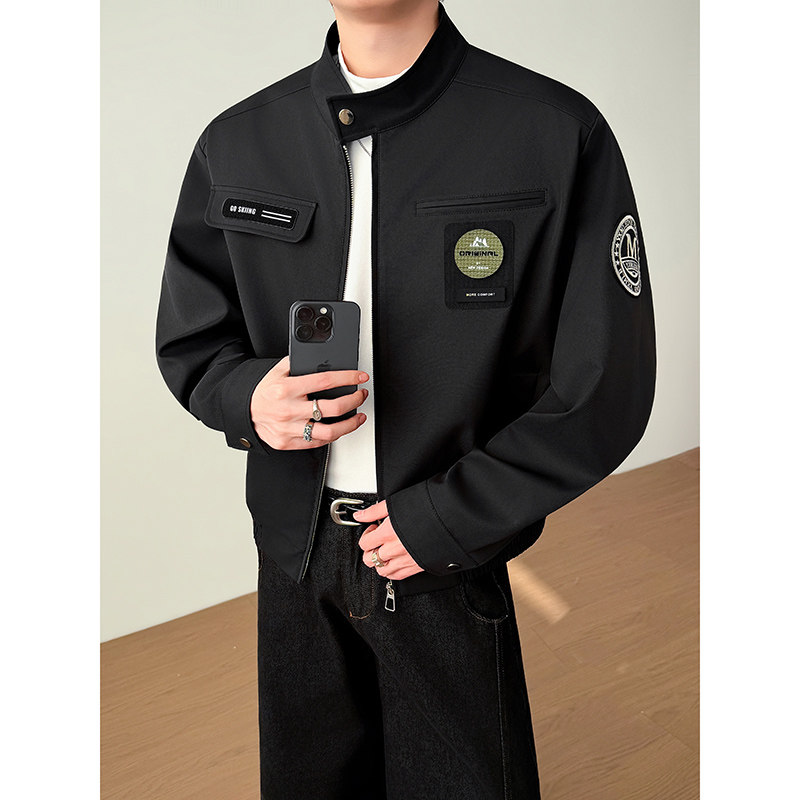 模特图~2026春季垫肩机车夹克外套YJ6017/P108，男装夹克，电商B331