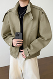 模特图~2026春季双头拉链设计阔版简约肩宽外套YJ6024/P98，女装短外套，电商B331