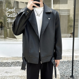 模特图~春季新款斜拉链pu皮夹克机车服外套K8820/P128，男装夹克，电商B331
