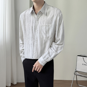 模特图~抖音扎染设计长袖衬衫 CS2209/P50，男装衬衫，电商B331