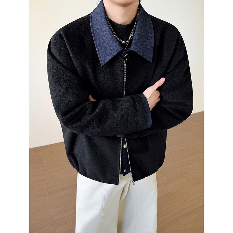 模特图~新标90白鸭绒冬季美式假两件毛呢羽绒服外套E122/P228,男装羽绒服,电商B331