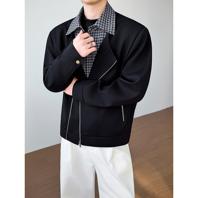 模特图~得物可二开2026春季重磅假两件设计夹克外套YJ6021/P118，男装夹克，电商B331