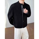 模特图~春季重磅华夫格圆领拼色夹克外套YJ6014/P105，男装夹克，电商B331