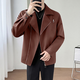 模特图~春季加厚软皮斜拉链翻领设计机车服夹克外套K8810/P118，男装夹克，电商B331