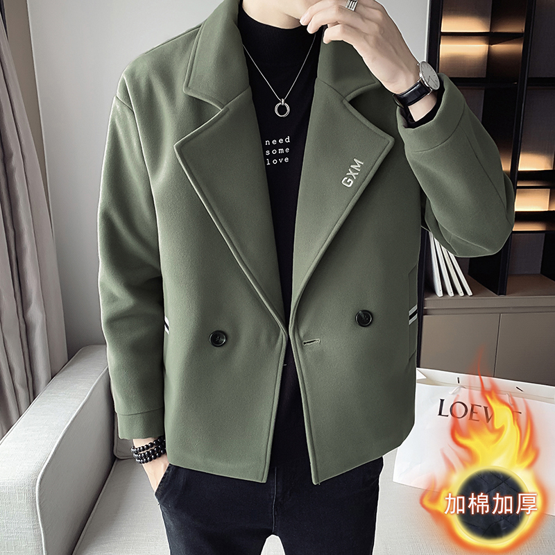 Large men's wear ~ winter coat men's Korean version with cotton fabric windbreaker short embroidered jacket