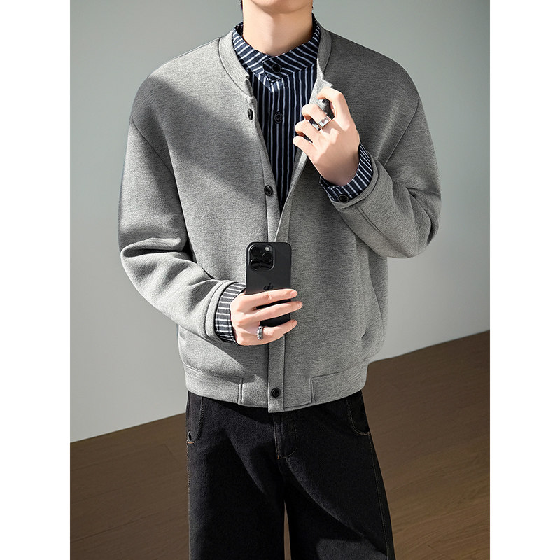 模特图~春季重磅假两件曼巴棉圆领夹克外套YJ6023/P108，男装夹克，电商B331