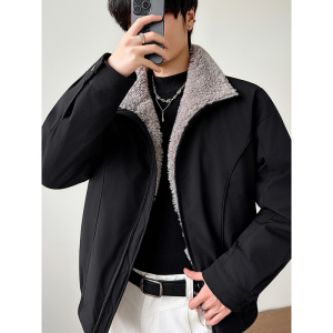 模特图~新标90白鸭绒美式毛领拼接羽绒服外套E106/P238图片