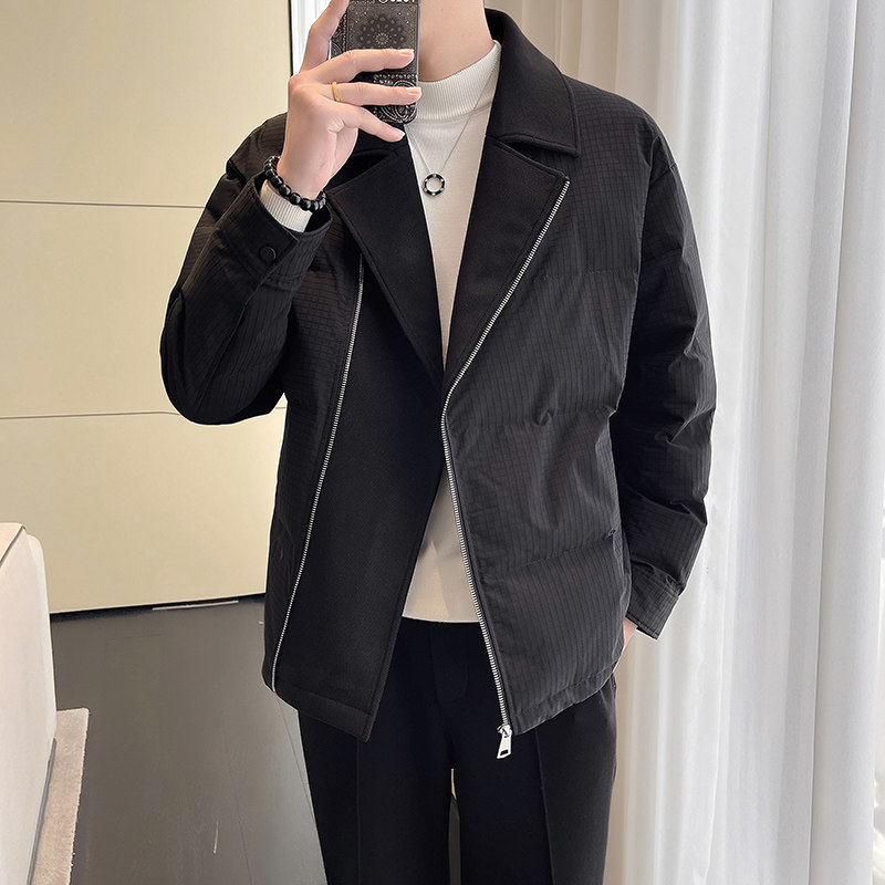 模特图~冬季翻领拼接棉衣外套G8002/P125,男装棉衣,电商B331