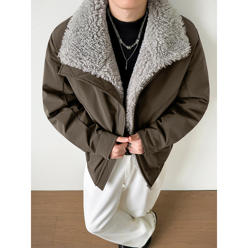 模特图~新标90白鸭绒美式毛领拼接羽绒服外套E106/P238,男装羽绒服,电商B331