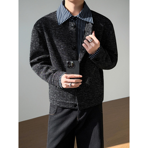 模特图~春季假两件针织外套休闲夹克 YJ6025/P115，男装夹克，电商B331