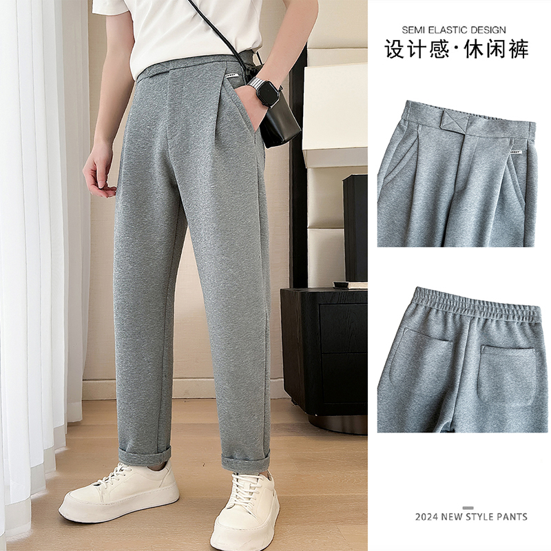 模特图~秋季针织小脚魔术贴休闲裤X40/P45，男装休闲裤，电商B331