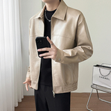 模特图~2026春季品质亮面提花皮衣夹克外套K8802/P118，男装夹克，电商B331