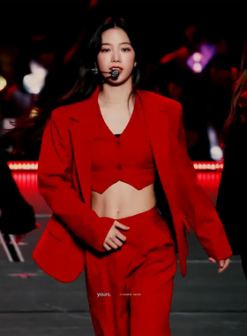 不退不换#中村一叶丨圣诞舞台演出红色西装女团打歌服爵士舞西服