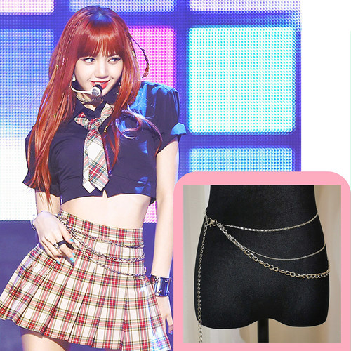 同款lisa女团辣妹金属珍珠腰链