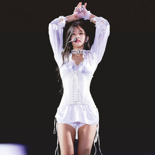 jennie同款丨白月光女团演出服韩舞blackpink打歌服舞台装白色