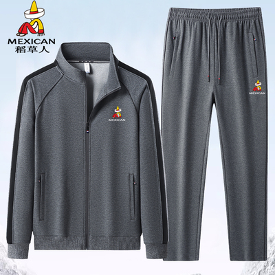 稻草人男士纯棉春秋休闲运动套装