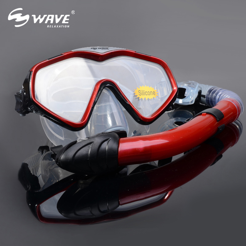 wave潜水镜浮潜三宝套装 全干式呼吸管装备面罩防雾近视成人面镜