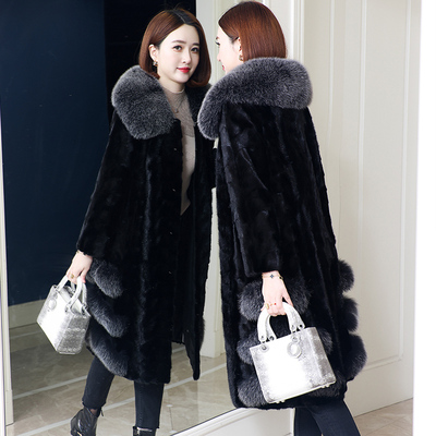 韩夕i欧水貂毛长款时尚皮草外套