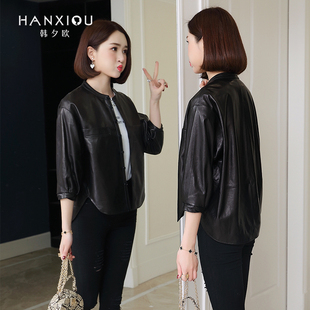 断码清仓皮衣外套女春秋短款女士2020新款高腰羊皮宽松皮夹克韩版